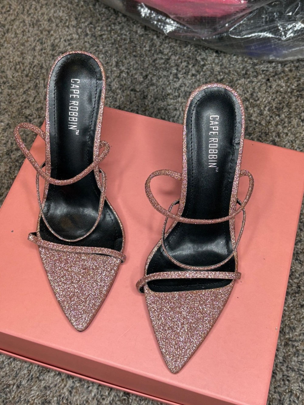 Cape Robbin Glitter Heels | Pink Sparkle Pointed Toe | Size 8.5